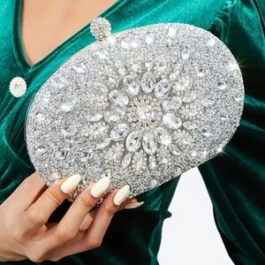 Silver Embellished Evening Bag